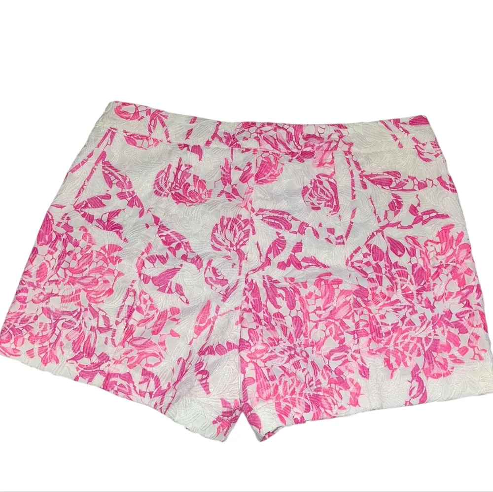 NWOT LILLY PULITZER KELLY LACE EMBROIDERED FLORAL SHORT WHITE/PINK SIZE 10 - Picture 5 of 7